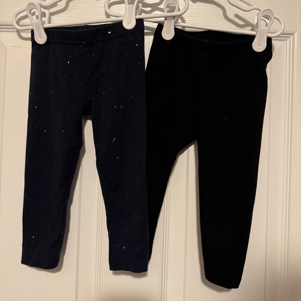 Kids Sparkle Leggings Set - Black and Navy